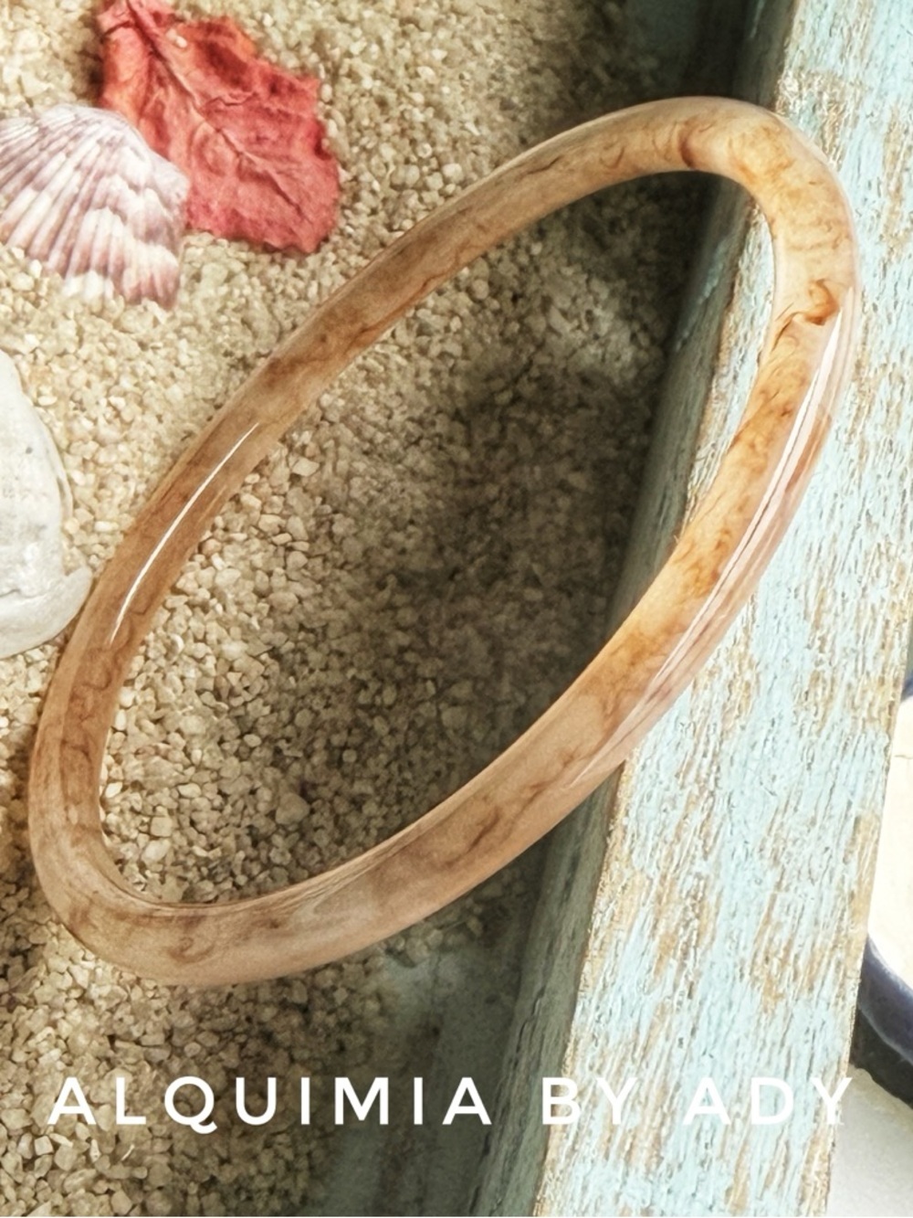 SUMMER NEUTRAL Marbled Beige Resin Bangle Bracelet